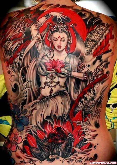 Religious Japanese Back Colored Tattoo.jpg