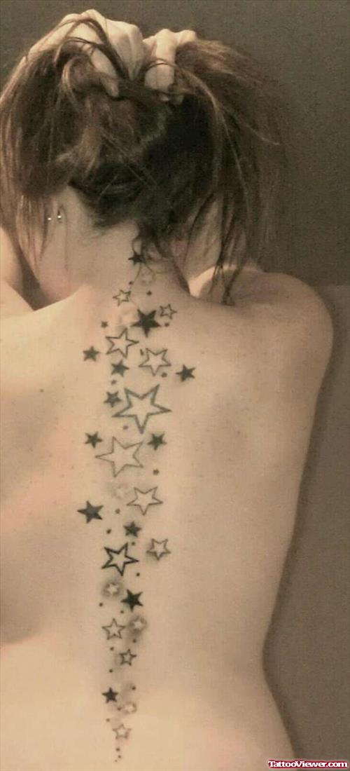 Stars Tattoos On Back For Girls