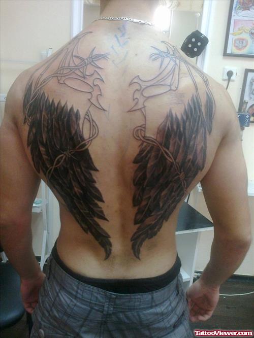 Awesome Angel Wings Back Tattoo