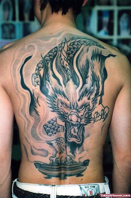 angry Dragon Back Tattoo
