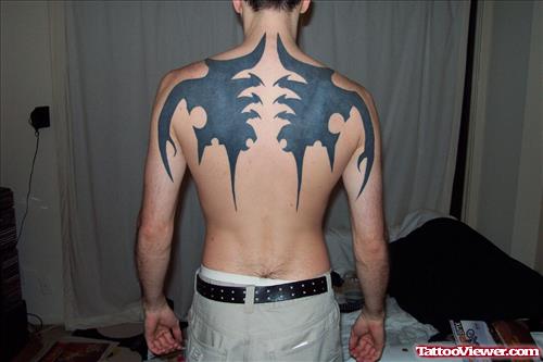 Tribal Black Ink Back Tattoo