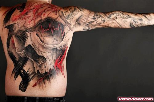 Full Back Skull Tattoo For Men