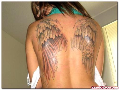 Amazing Angel Wings Back Tattoo