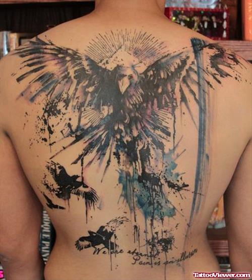 Abstarct Eagle Back Tattoo