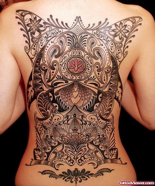 Full Back Floral Tattoo