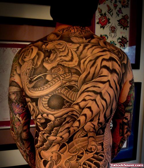 Tiger Back Tattoo For Men