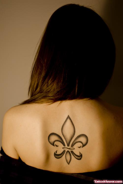 Fleur De Lis Back Tattoo For Girls