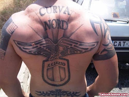 Curva Nord Bird Wings And Tribal Back Tattoo