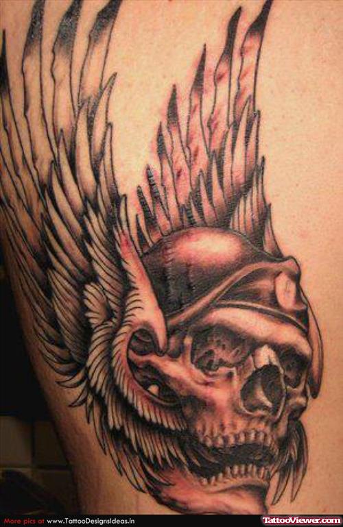 Winged Skull Back Tattoo