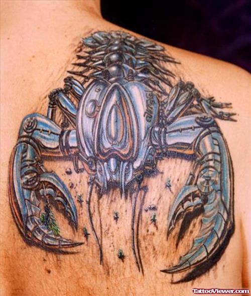 Color Ink Scorpio Back Tattoo