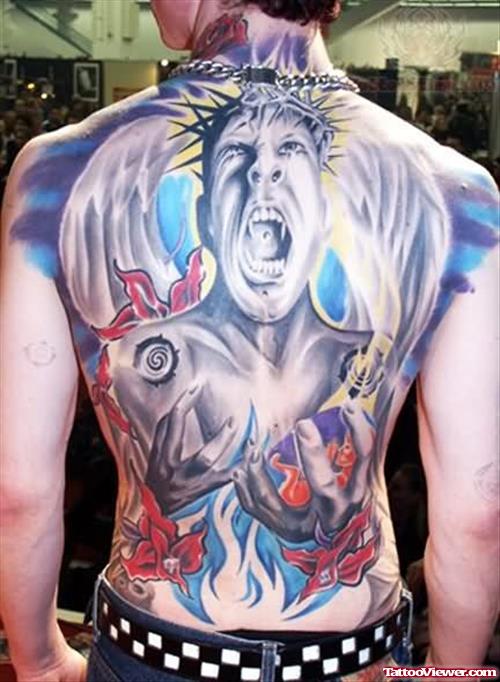 Angry man Tattoo On Back