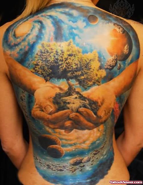 Save Earth Plant Trees Tattoo On Back