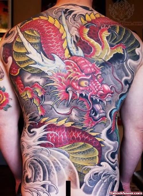 Red Dragon Tattoo On Back