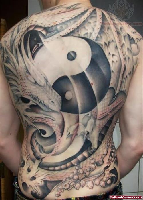 Japanese Yin Yan Tattoo On Back