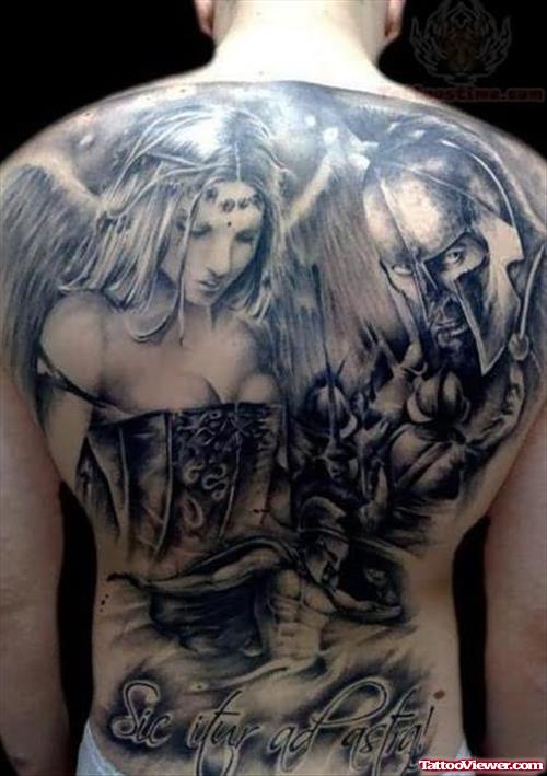 Soldier And Girl Tattoo on Back