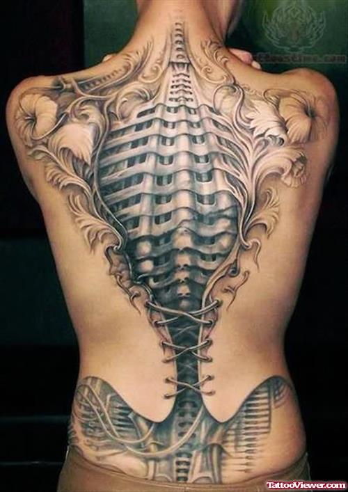 Awesome Torn Skin Tattoo On Back