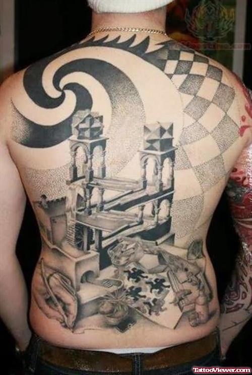 M. C. Escher Poster Waterfall Tattoo On Back
