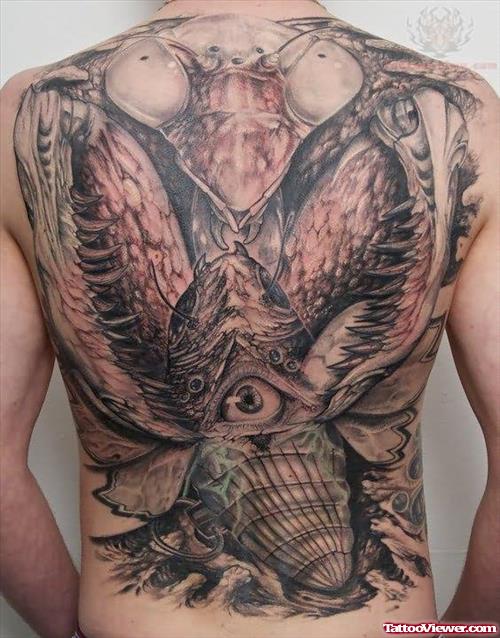 Grey Ink Tattoo On Back