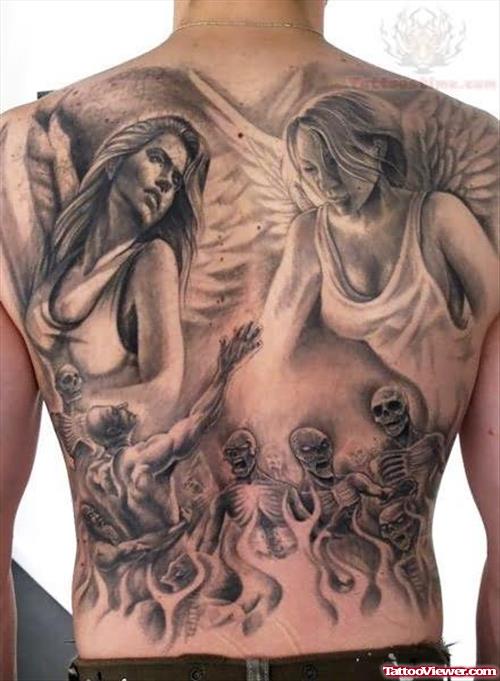 Angel And Skeleton Tattoos