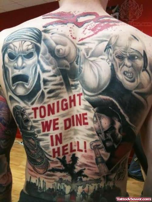 Tonight We Dine In Hell Tattoo On Back