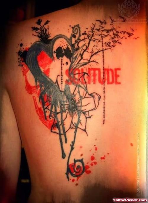 Solitude Tattoo On Back Shoulder