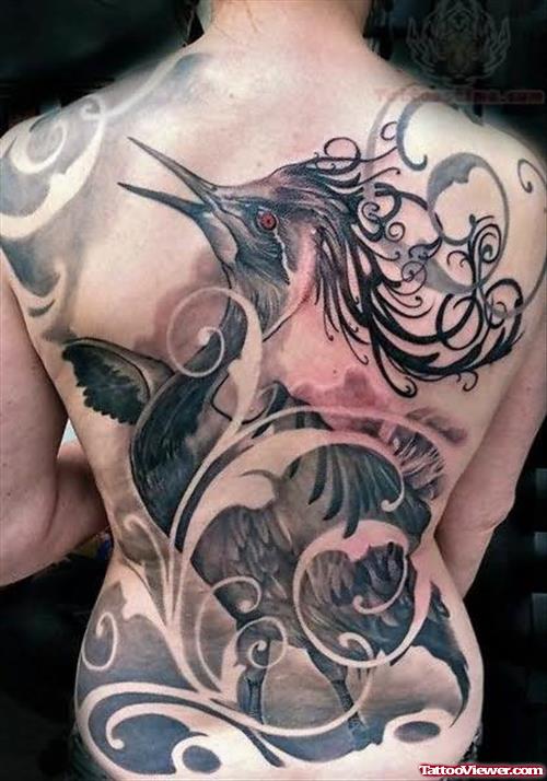 Artistic Bird Tattoo On Back