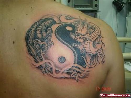 Yin Yang Dragon Tattoo On Back