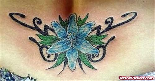 Blue Flower Back Tattoo