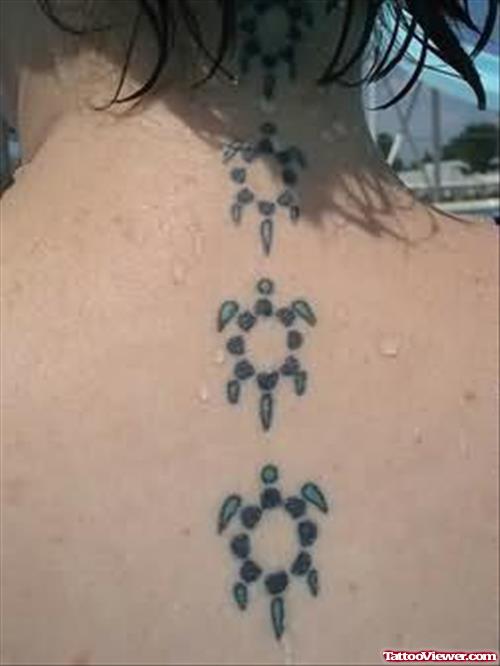 Aqua Turtle Tattoo On Back