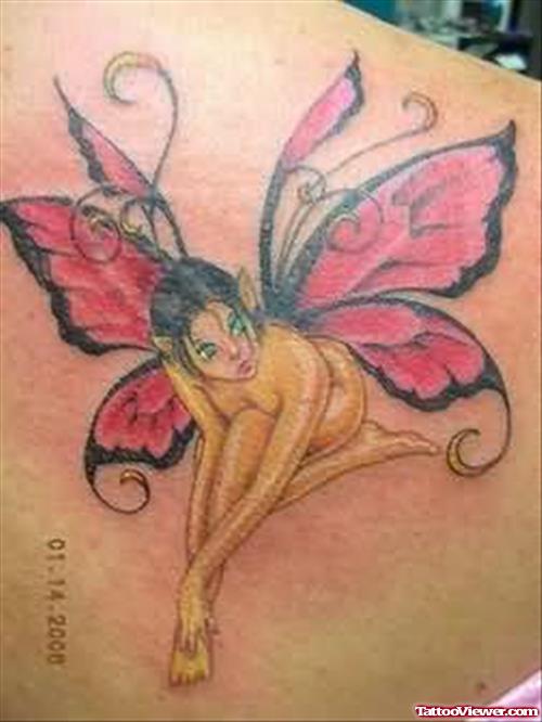 Fairy Image Tattoo On Back