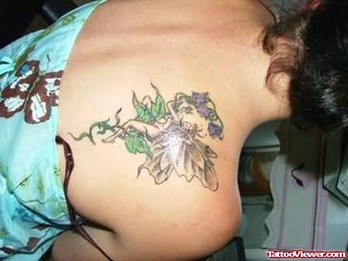 Beautiful  Fairy Tattoo On Back