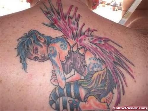 Awesome Fairy Tattoo Design On Back