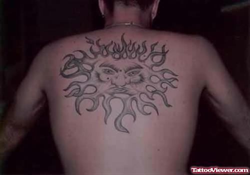 Trendy Sun Tattoo On Back