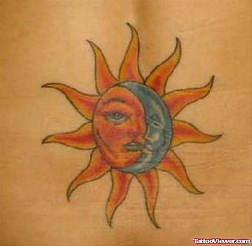 Sun-Moon Tattoos On Back