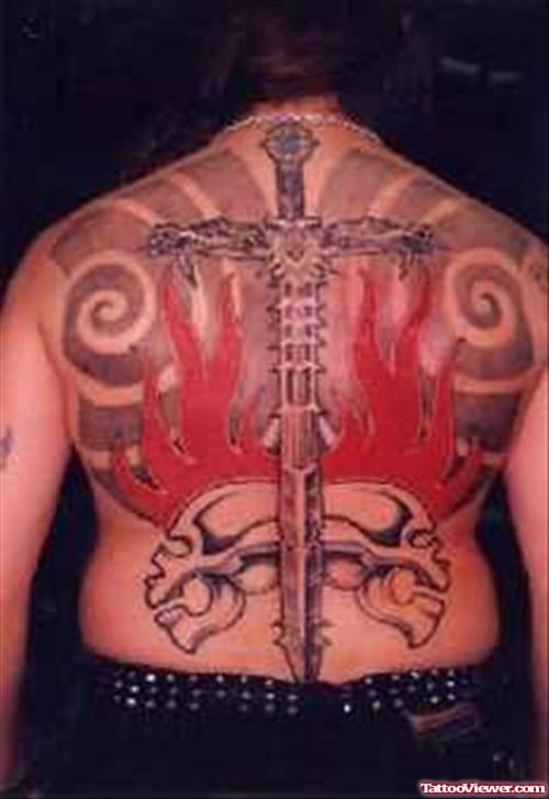Sword Back Tattoo Design