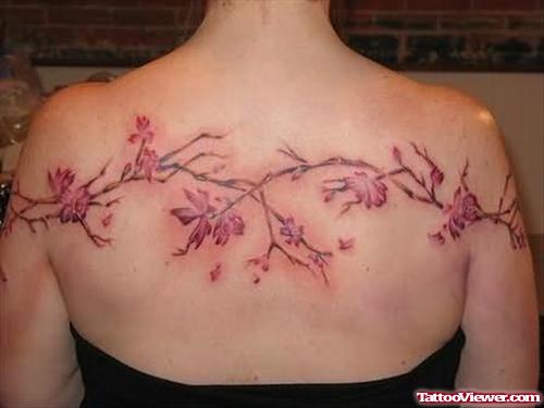 Flowers Vine Tattoo On Back