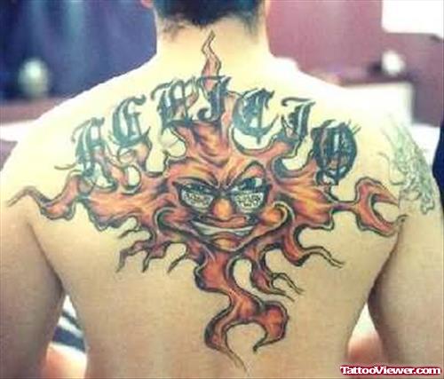 Stylish Sun Big Tattoo On Back