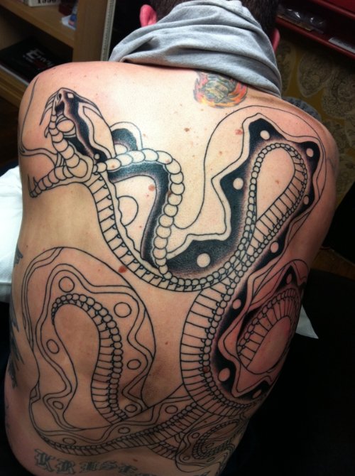 Snake Back Tattoo For Men