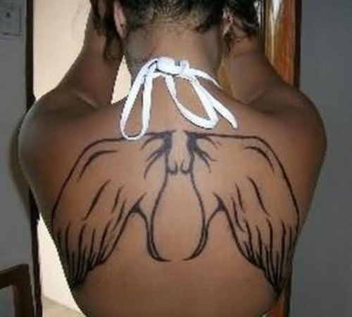 Birds Wings Tattoo On Back