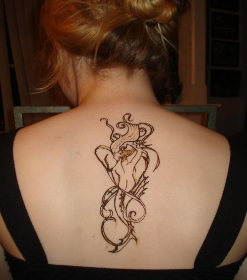Henna Mehndi Girl Tattoo On Back