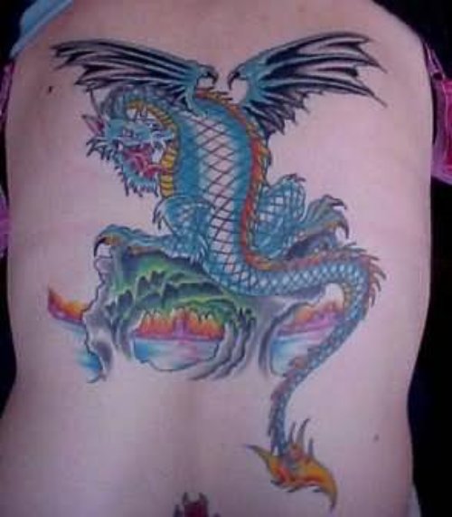 Blue Dragon Tattoo Image On Back
