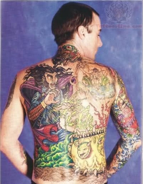 Colorful Tattoo On Back Body
