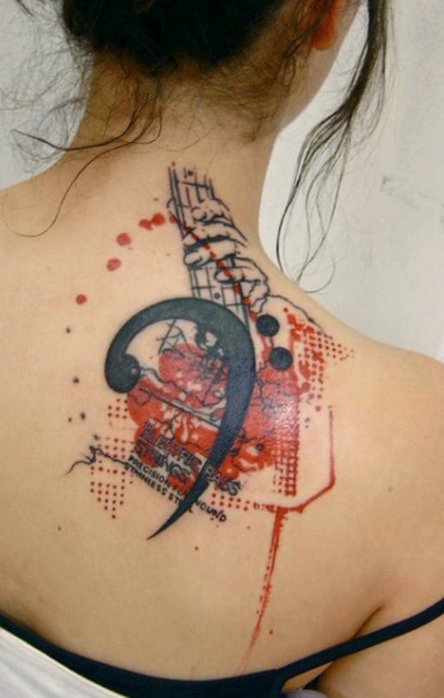 Abstarct Color Ink Back Tattoo