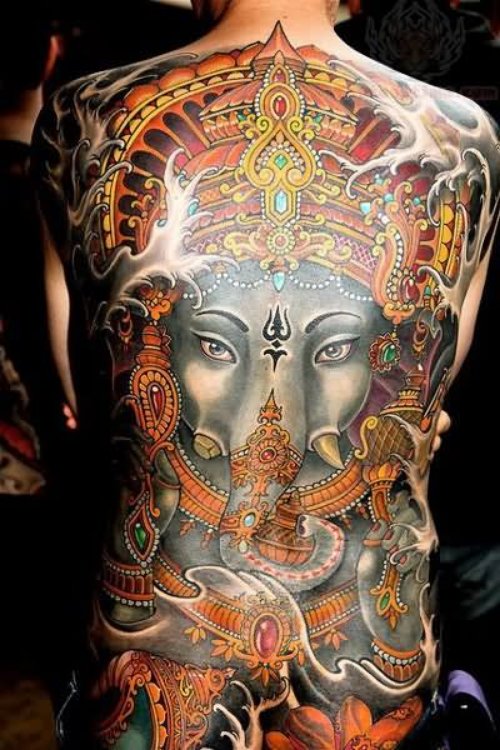 Lord Ganesh Tattoo On Back