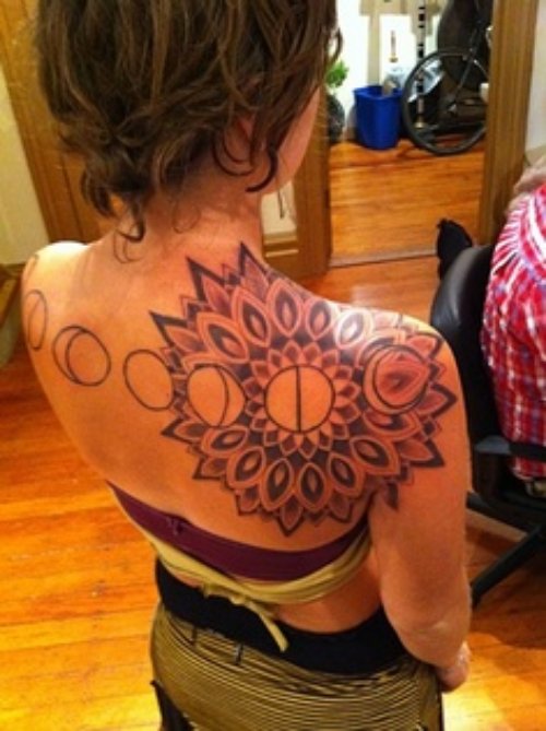 Large Geometric Back Tattoo