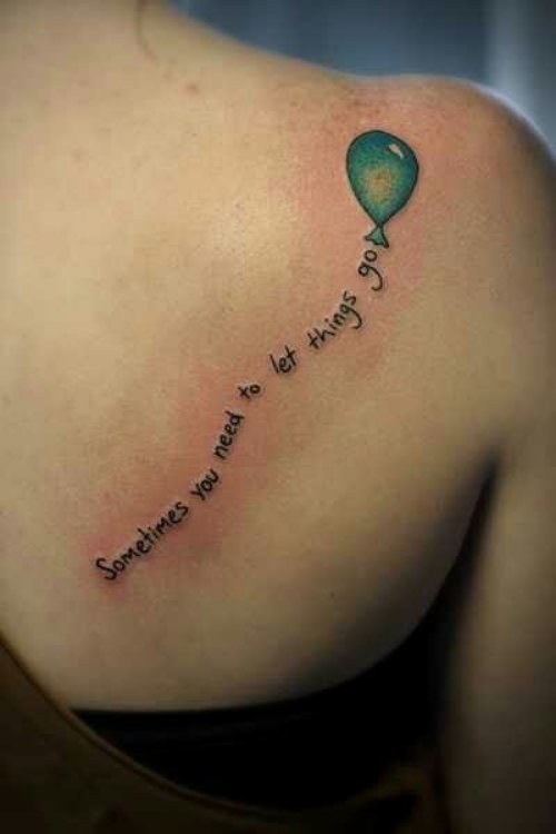 Sometimes You Need To Let Things Go – Balloon Tattoo On Back Shoulder