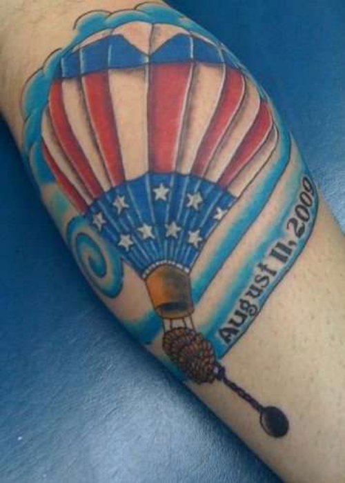 Large Colored Hot Air Balloon Tattoo