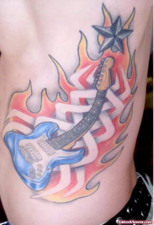Wonderful Blue Guitar Tattoo