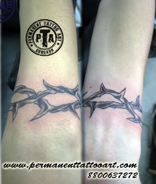 Grey Ink Armband Tattoos For Girls