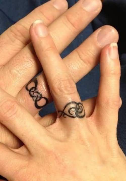 Nice Wedding Band Tattoos On Fingers